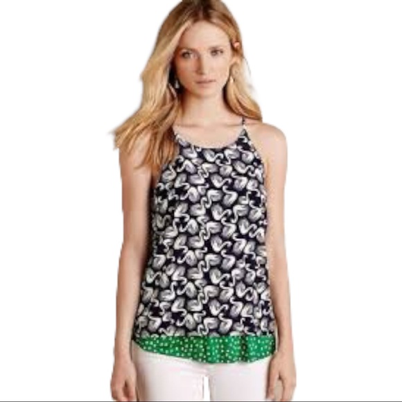 Anthropologie Porridge Swan Polka Dot Layered Split Back Tank Top Blue Green XS - Picture 5 of 5